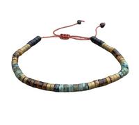 DOJAYA Bracelet pour homme avec perles de 2 x 4 mm et œil de tigre turquoise africain, réglable, style bohème, cadeau pour lui, Medium, Pierre, Pas de gemme