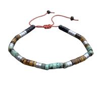DOJAYA Bracelet pour homme avec perles de 2 x 4 mm et œil de tigre turquoise africain, réglable, style bohème, cadeau pour lui, Medium, Pierre, Pas de gemme