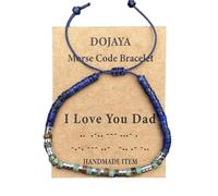 DOJAYA Bracelet réglable avec code morse « I Love You Dad » - Lapis Lazuli de 2 x 4 mm - Perles ethniques africaines turquoises - Cadeau pour papa, fête des pères, Medium, Pierre, Pas de gemme