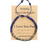 DOJAYA Bracelet réglable avec code morse « I Love You Dad » - Lapis Lazuli de 2 x 4 mm - Perles ethniques africaines turquoises - Cadeau pour papa, fête des pères, Medium, Pierre, Pas de gemme