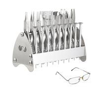 DOJOEUU Kit d'outils de réparation de Lunettes en Acier Inoxydable, Ensemble de réparation de Lunettes 18 pièces, 9 Pinces et 9 Tournevis avec Support, poignée antidérapante, pour la réparation