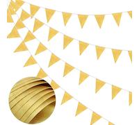 DOJoykey Guirlande en Tissu doré de 20 m avec 52 Drapeaux triangulaires imperméables réutilisables pour la fête des mères, Un Anniversaire, Un Mariage, Une décoration de fête en Plein air