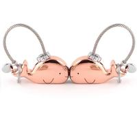 DOJoykey Lot de 2 porte-clés en forme de baleine brillante avec bouche magnétique, cadeau d'anniversaire, de mariage, de Noël pour petite amie, amoureuse, amie, rose gold, S
