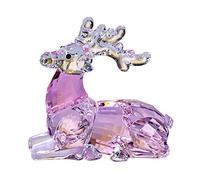 DOJOZ Animaux Sika en cristal - Jolies décorations artisanales élégantes pour la maison, Noël, cadeaux d'anniversaire - Figurines de renne (rose)