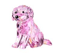 DOJOZ Figurine de chien labrador en cristal - Décoration d'intérieur - Cadeau d'anniversaire à collectionner (rose)