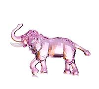 DOJOZ Figurine éléphant porte-bonheur en cristal - Statue de collection - Décoration d'intérieur (rose)