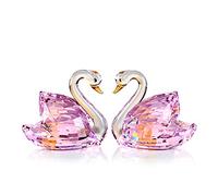 DOJOZ Lot de 2 figurines de collection de cygnes en cristal pour la Saint-Valentin Rose