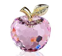 DOJOZ Presse-papier en forme de pomme en cristal - Cadeau de Saint-Valentin - Décoration de table - Décoration d'intérieur (rose)