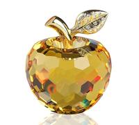 DOJOZ Presse-papier en forme de pomme en cristal pour la Saint-Valentin, décoration de table, décoration d'intérieur (jaune)