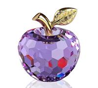 Dojoz - Sculpture en cristal en forme de pomme pour la Saint-Valentin, décoration artisanale, presse-papier, statue de table, décoration de maison (violet)
