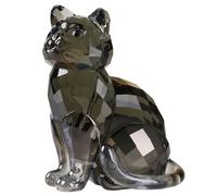 DOJOZ Statue de figurine de chat en cristal réaliste - Collection d'art animalier de chaton - Ornement de table - Décoration de maison (Noir)
