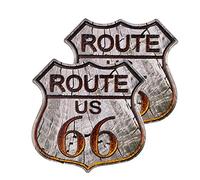 dojune - Lot de 2 panneaux Route 66 vintage, panneau de magasin en métal, panneau de route U.S. 66 pour décoration murale de la maison.