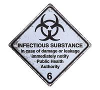 dojune - Plaque en métal vintage - 25,4 x 25,4 cm, Danger Infectious Substances in Area Pub Shop Bar Décoration murale Panneau d'avertissement