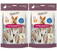 Dokas Dog Oreilles de lapin avec fourrure séchée pour chien - Lot de 2 x 100 g