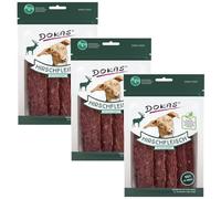Dokas Friandises pour chien à la viande de cerf séchée - 3 x 60 g | Séchée à l'air douce et 100 % teneur en viande | Hypoallergénique, faible en gras et sans céréales | Idéal pour les chiens sensibles