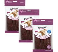 Dokas Snack pour chien au bœuf séché | 3 x 70 g | 100 % viande de bœuf en tranches | Aliment complémentaire pour chiens | Séché à l'air doux | Friandise de récompense
