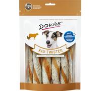 DOKAS Twister à mâcher avec Peau de bœuf, panse et Filet de Poitrine de Poulet - Snack Premium sans céréales pour Chiens en Peau de bœuf et Poulet - 1 x 200 g