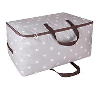 DOKEHOM 105L Grand Sac de Rangement Zippé sous Lit pour Vêtements, Gris | Bac grand format pour couette king size et couvertures épaisses. Rangement gain de place pour vêtements de saison