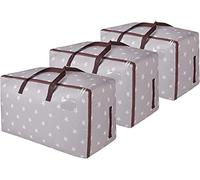 DOKEHOM 105L Lot de 3 Grands Sacs de Rangement sous Lit Vêtements, Bleu | Bac grand format pour couette king size et couvertures épaisses. Rangement gain de place pour vêtements de saison