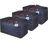 DOKEHOM 105L Lot de 3 Grands Sacs de Rangement sous Lit Vêtements, Bleu | Bac grand format pour couette king size et couvertures épaisses. Rangement gain de place pour vêtements de saison