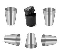 Dokeno 12 pièces gobelets en acier inoxydable, 30 ml verres à shot en métal, mini verres à vin de camping avec 3 étuis en cuir noir pour randonnée pique-nique camping et voyage