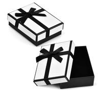Dokeno 2 PCS Petit Boite Cadeau, 9×7×3 cm Boite Bijoux Cadeau Carré Ecrin Bijoux avec Nœud Boite Cadeau Anniversaire Couvercle Boîtes Cadeaux pour Boucle d'oreille Collier Bague