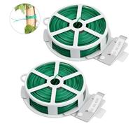 Dokeno 2 Rouleaux Fil Jardinage Vert, 100M Fil de Attache avec Coupe Cravates de Jardin Réutilisable Cravate Végétale Torsadée Cravates en Fil de Plantes Lien de Jardin en Plastique pour Plantes