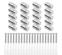 Dokeno 20 pcs Vis d'écartement 12x25mm,Entretoises en Verr en Acier Inoxydable,Clous Publicitaires,Support Mural en Acier Inoxydable pour fixation de Plaques et Présentoirs de Signe posters Verre