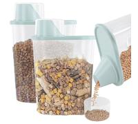 Dokeno 2pcs Boite Croquette Chien 2,5 L, Boîte à Croquettes Chat, Conteneur de Nourriture avec Gobelet Doseur, Conteneur de Stockage Hermétique pour Aliments Animaux, Céréales, Riz (26,5*15*8,5 cm)