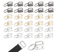Dokeno 30 Pièces Matériel Porte-Clés, ébauches de Ruban de Clés, 25mm Clip de Queue de Sangle Bricolage en Métal, MatéRiel avec Trousseau de Clés pour le Bricolage à la Main Lanyard Tissu, 3 Couleurs