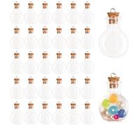 Dokeno 30 pièces Petite Fiole en Verre avec Bouchon, 1-2 ml Mini Bouteille Petite Fiole en Verre avec Bouchon pour Bricolage Fabrication de Pendentifs Artisanat et Décoration de Fête