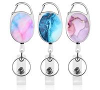 Dokeno 3pcs Porte-clés Retractable, Porte Badge Enrouleur avec Clip de Ceinture Porte-Badge Mousqueton Robuste Porte Badge avec Cordon Rétractable pour Carte D'identité Carte de Visite