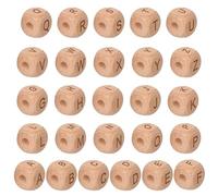 Dokeno Alphabet en Bois - Lot de 78 Perles avec Lettres de A à Z, Naturel à Enfiler, Carrées pour Bricolage Bracelet Collier (12x12 mm)