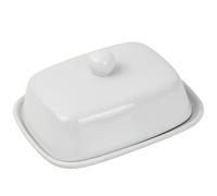 Dokeno Beurrier Céramique Blanc, Boîte à Beurre avec Couvercle et Poignée, Cloche à Beurre, Beurrier Porcelaine, Récipient à Beurre pour Frigo et Comptoir, Lavable au lave-vaisselle, 16.2x13x8CM