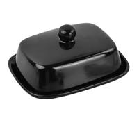 Dokeno Beurrier Céramique, Boîte à Beurre avec Couvercle et Poignée, Cloche à Beurre, Beurrier Porcelaine, Récipient à Beurre pour Frigo et Comptoir, Lavable au lave-vaisselle,16.2x13x8CM (Noir, M)