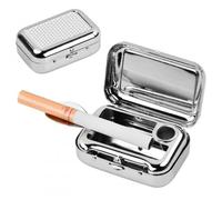 Dokeno Cendrier Portable Carré Mini Cendriers avec Couvercle Cendrier de Voyage Portable en Acier Inoxydable pour Voyage Les Intérieurs Camping Pêche Sur La Plag (Argent）