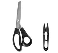 Dokeno Ciseaux à Denteler avec Coupe-Fil, Ciseaux Couture Crantés Professionnelle, Ciseaux à Coudre en Acier Inoxydable Dentelés 5mm Noir Poignée Souple pour Couture Papier et Tissus Cuir