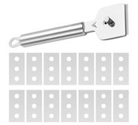 Dokeno Grattoir en Acier Inoxydable, Grattoir Plaque Induction Grattoir Plaque Vitrocéramique Lame Pour Grattoir Vitrocéramique avec 14 Lame de Rasoir pour Nettoyage Cuisine Maison