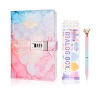 Dokeno Journal Intime avec Serrure, Cadeaux d'anniversaire pour Filles, Ensemble de Carnets d'école, étiquette, Stylo Bille, Cadeau Scolaire pour Filles de 7, 8, 9, 10, 11, 12, 13, 14 Ans