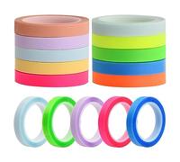 Dokeno Lot de 10 Fluorescent Ruban Adhésif Coloré Transparent Rouleaux de Ruban Adhésif Transparent Marqueurs de Page pour Livres pour Enseignants Étudiants Lecture Classe Bureau (0,6 cm x 5 m)
