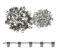 Dokeno Lot de 100 Pinces de Fixation pour Fil de Clôture Clips de Fil en Acier Inoxydable Clips de Câble Serre-Câble Clips de Cage de Fil Clips de Montage de Clôture Agricole avec Vis