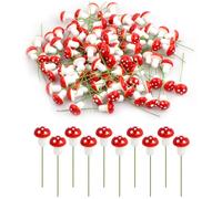 Dokeno Lot de 100 Pots de Fleurs en Forme de Champignon Décoration DIY Mini Champignon Miniature Jardin Ornements Mini Champignons Rouges Décoratifs pour Micro Paysage Décoration de Jardin