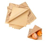 Dokeno Lot de 100 sacs à goûter, 18 x 18 cm, papier pour hamburger, résistant à la graisse, sacs alimentaires en papier à sandwich - Style d'impression de journal ancien - Feuilles de papier Deli