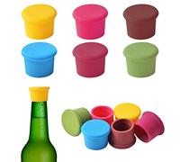 Dokeno Lot de 12 bouchons de bouteille de bière réutilisables en silicone - 6 couleurs - Pour bière, jus, vin et bouteilles en verre