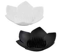 Dokeno Lot de 2 porte-savon en silicone motif pétale de fleur pour salle de bain, cuisine, comptoir (Noir+Blanc)