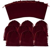 Dokeno Lot de 20 sacs à bijoux en velours, avec cordon de serrage, pochette en velours avec cordon de serrage, pochette à bijoux en velours souple pour mariage, bijoux, fête, 12 x 15 cm (bordeaux)