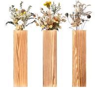 Dokeno Lot de 3 Vases Muraux en Bois, Jardinières Murales pour Fleurs Séchées et Plantes Artificielles, Décoration Intérieure Suspendue, 30 x 7,1 x 4 cm avec Vis