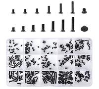 Dokeno Lot de 300 petites vis M2/M2.5/M3 pour ordinateur, tête plate fraisée, acier au carbone, noir, réparation de lunettes et montres