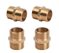 Dokeno Lot de 4 1/2" Mamelon Hexagonal en Laiton Joint de Tuyau Fileté Mamelon Double en Laiton Connecteur Double Mâle Joint de Tuyau Connecteur pour la Conversion de Raccordement de Tuyau