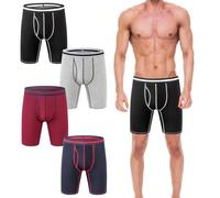 Dokeno Lot de 4 Boxer Homme Long Doux Coton Stretch Sports sous-vêtements Culotte Underpants Sport Fitness Caleçons Briefs (XXL)